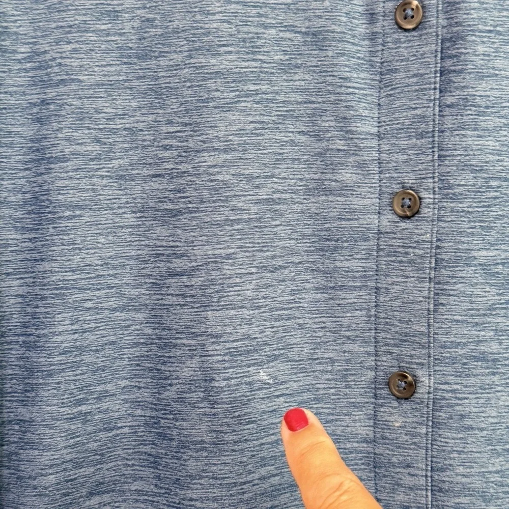 Lands End Womens Tunic L Heathered Long Roll Tab Sleeve Stretch Active Top Shirt